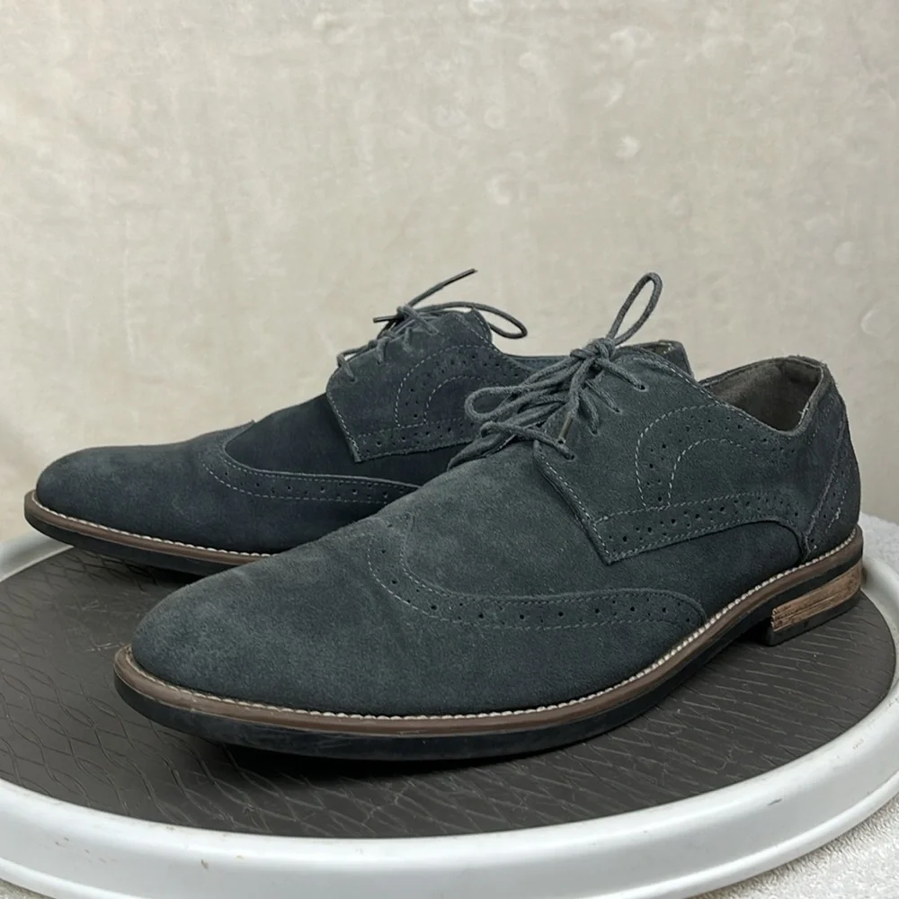 Bruno Marc Urban Suede Leather Lace Up Wingtip Dress Shoes Gray Size 15